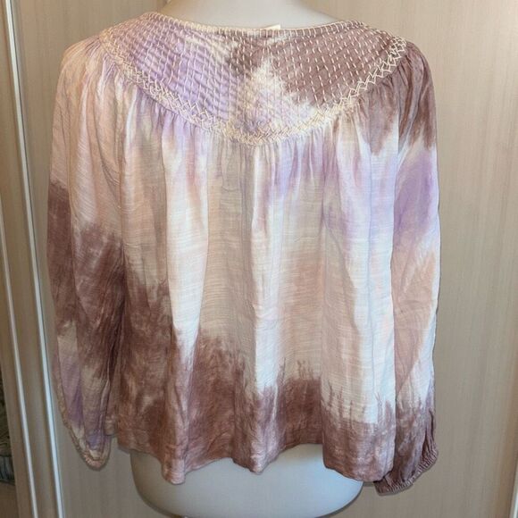 Lucky Brand purple tie dye peasant top shirt babydoll boho Sz S - Picture 6 of 12